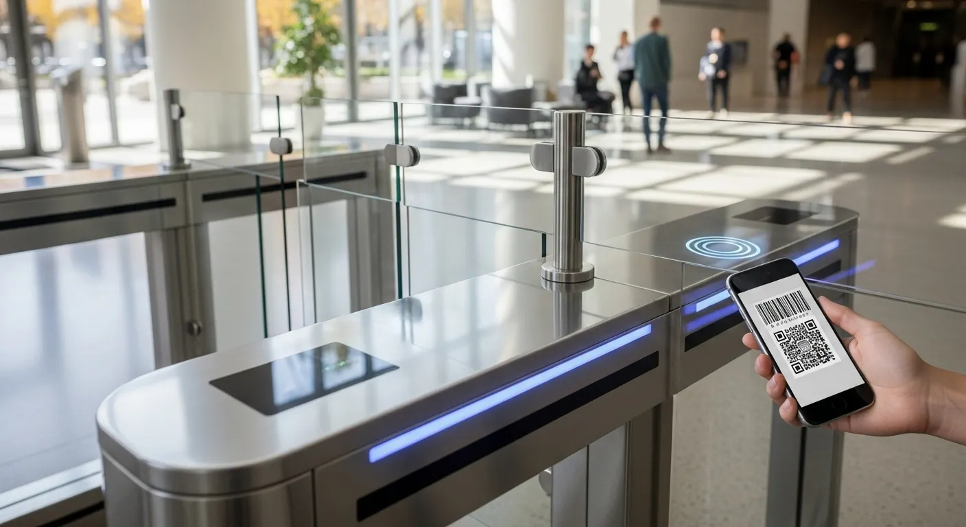 Puerta de torniquetes con código de barras