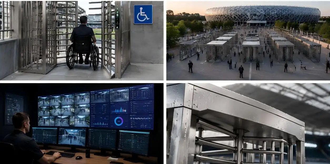 Soluciones para puertas de torniquetes de altura completa para la seguridad en estadios