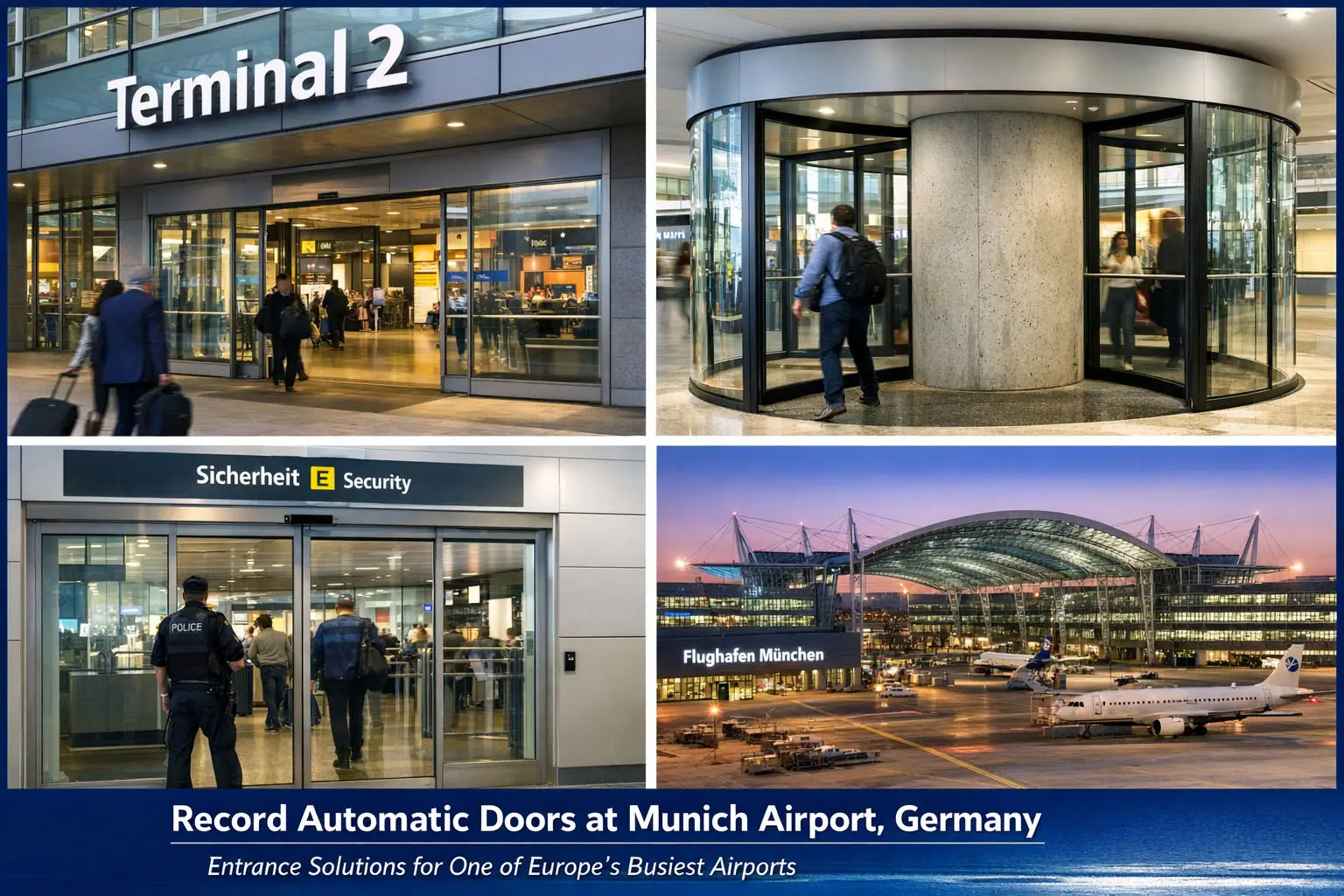 Soluciones automáticas de puertas de registro en el aeropuerto de Múnich, Alemania